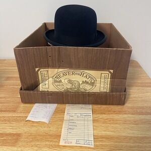 Vtg 80s Beaver Hats Premium Major fedora Men's 6 5/8 fur felt Hat/box/receipts